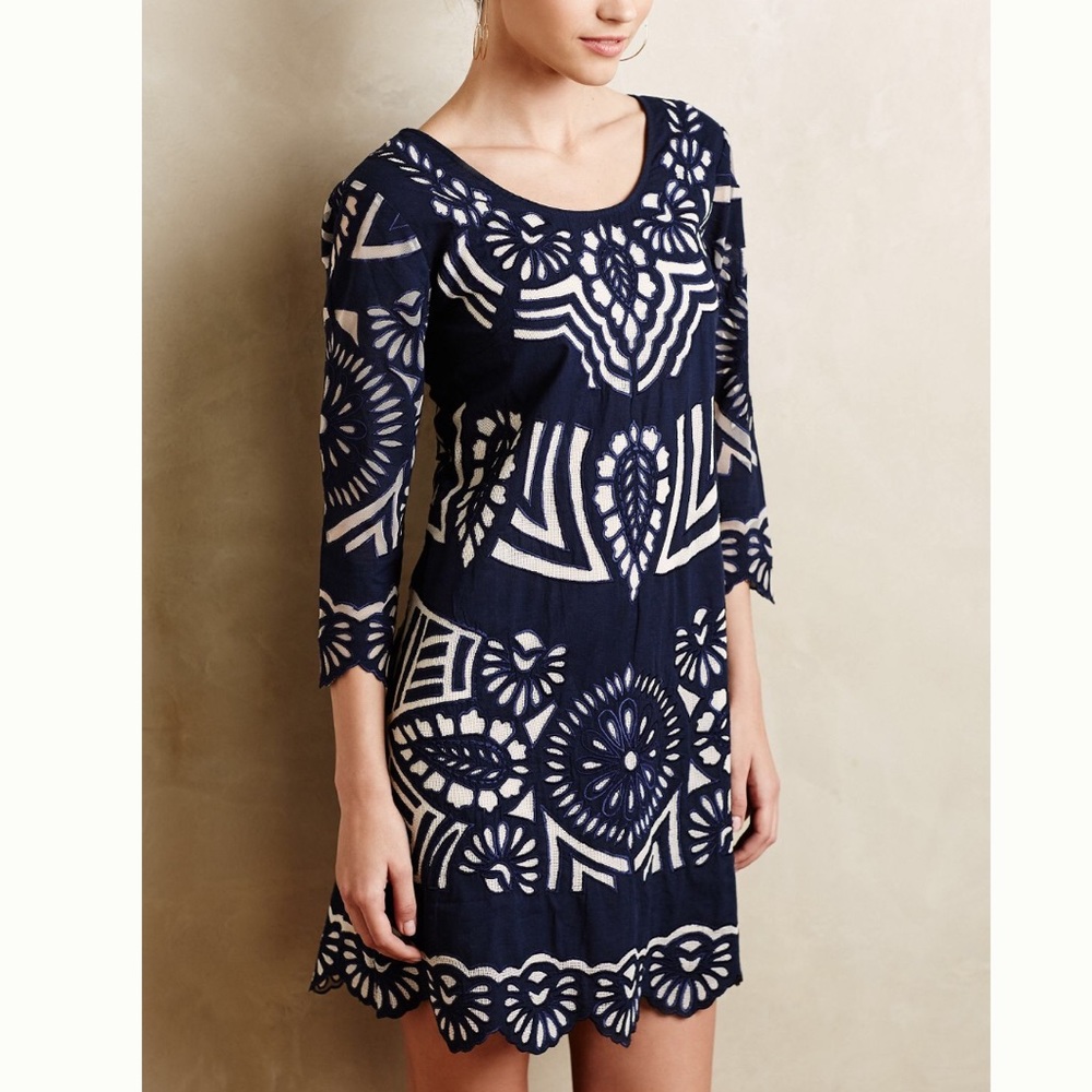 Anthropologie Kerala Embroidered Shift Dress